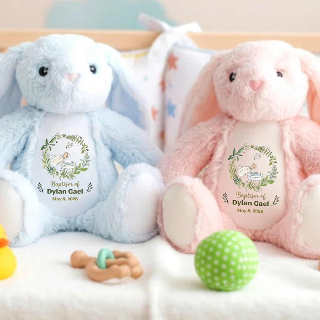 Baptism Stuffed Bunny Personalized Gift