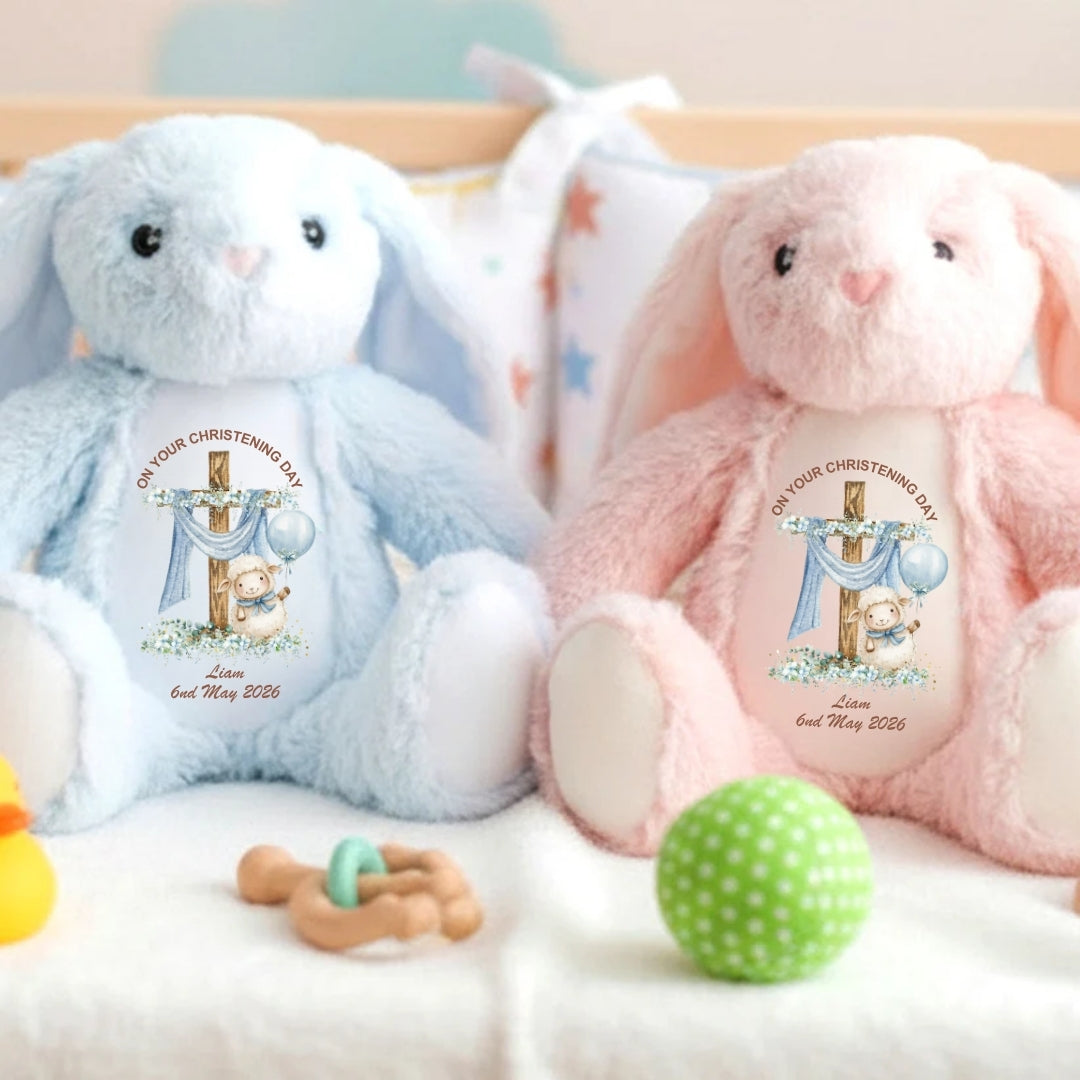 On Your Christening Day Stuffed Bunny Personalized Gift