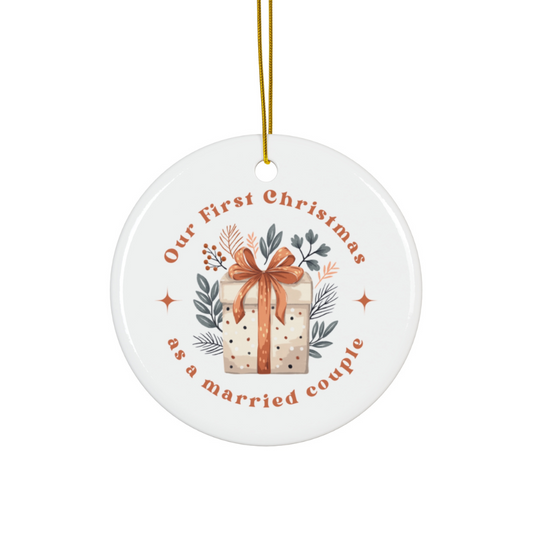 2024 Personalized First Christmas Married Circle Ceramic Ornament