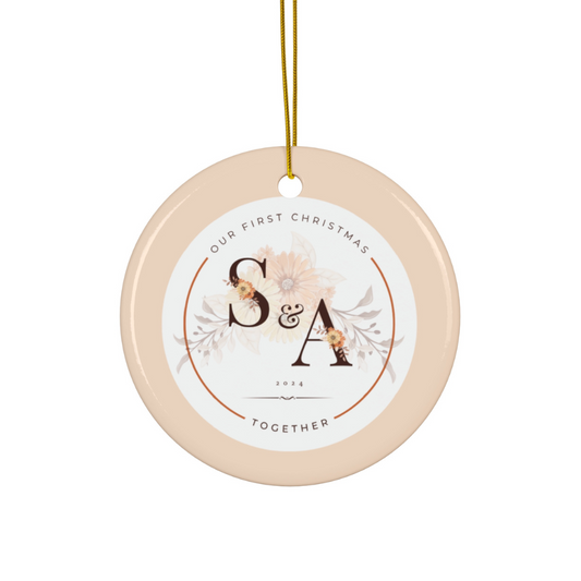 2024 Personalized First Christmas Married Circle Ceramic Ornament