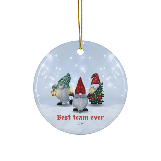 2024 Personalized Best Team Ever Christmas Circle Ceramic Ornament