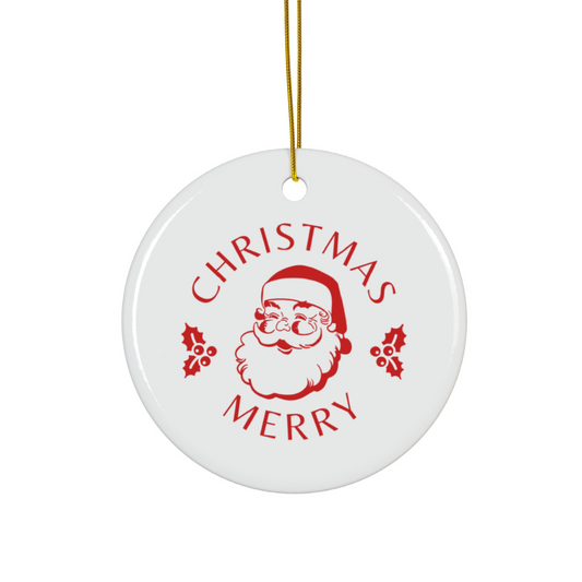2024 Personalized Merry Christmas Circle Ceramic Ornament