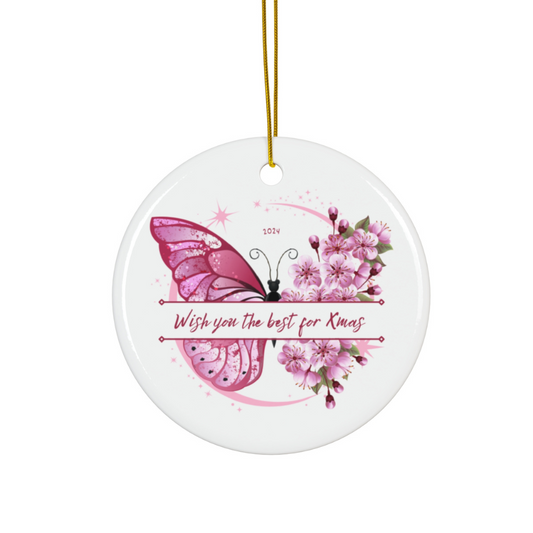 2024 Personalized Merry Christmas Circle Ceramic Ornament