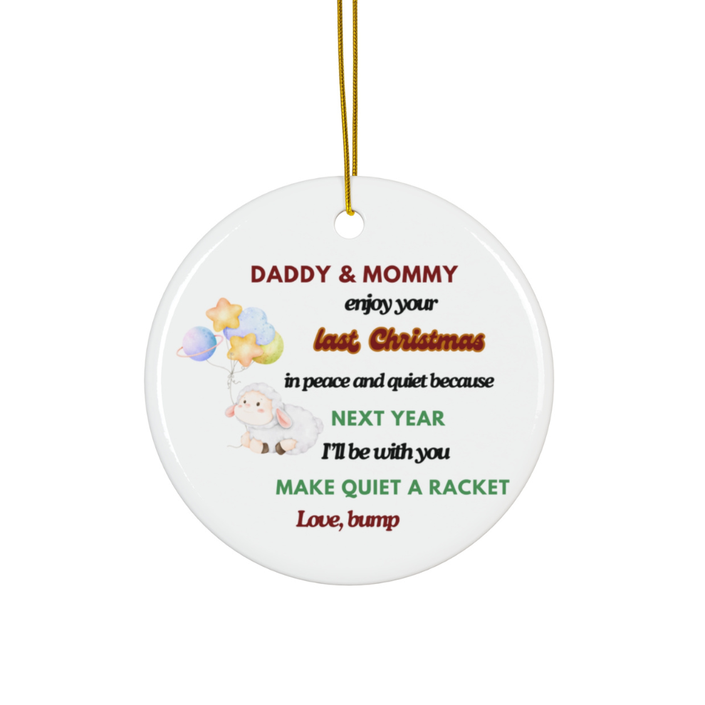 2024 Personalized Pregnant Christmas Circle Ceramic Ornament