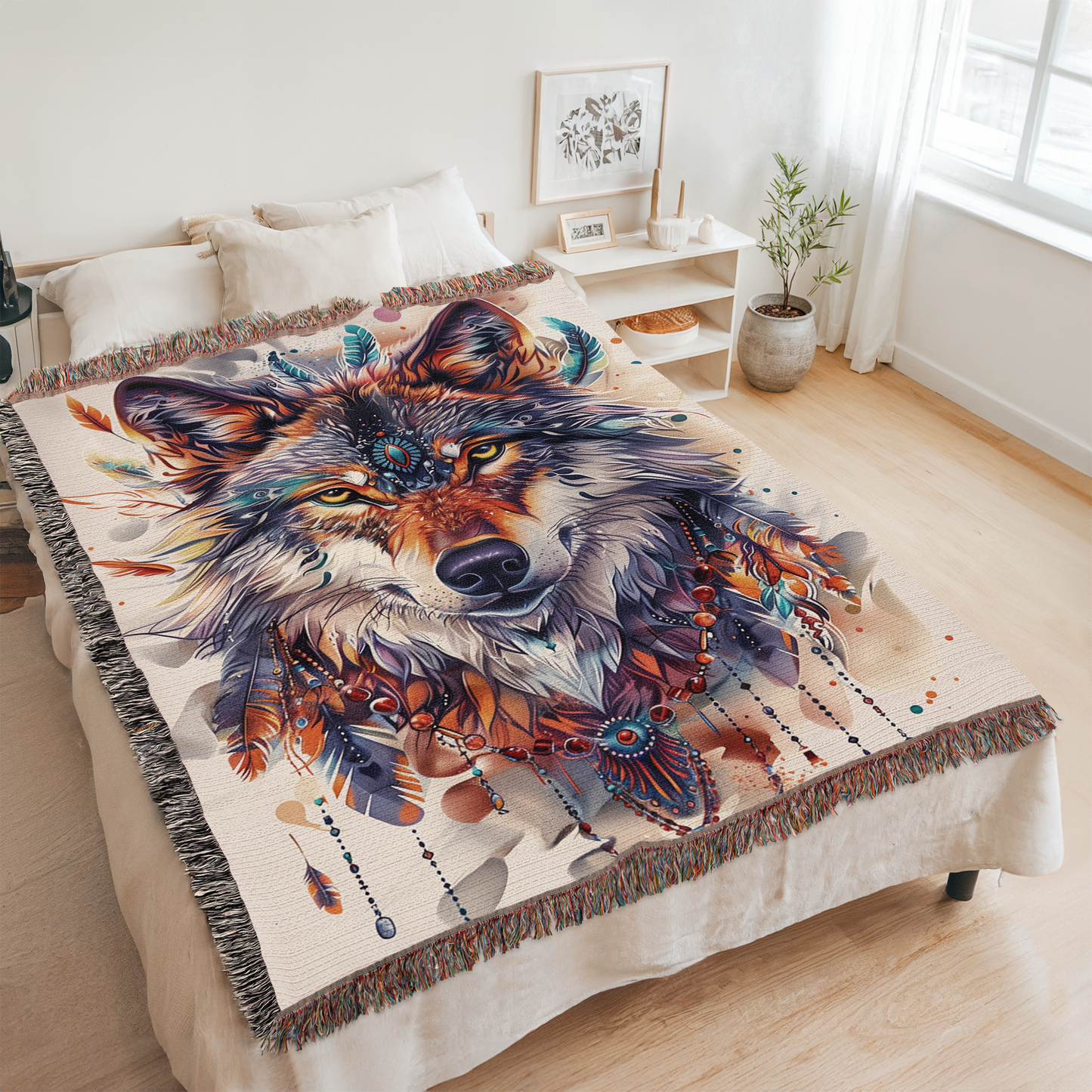 Mystic Wolf Woven Blanket