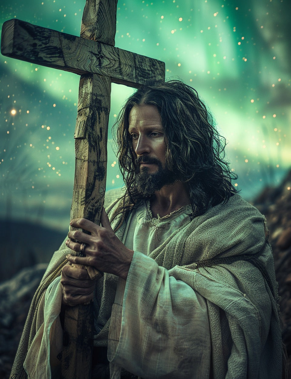Carrying the Cross: A Journey of Sacrifice God Canvas