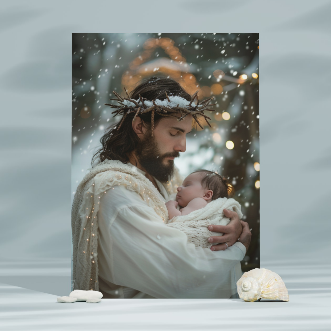 Divine Embrace in Winter God Canvas