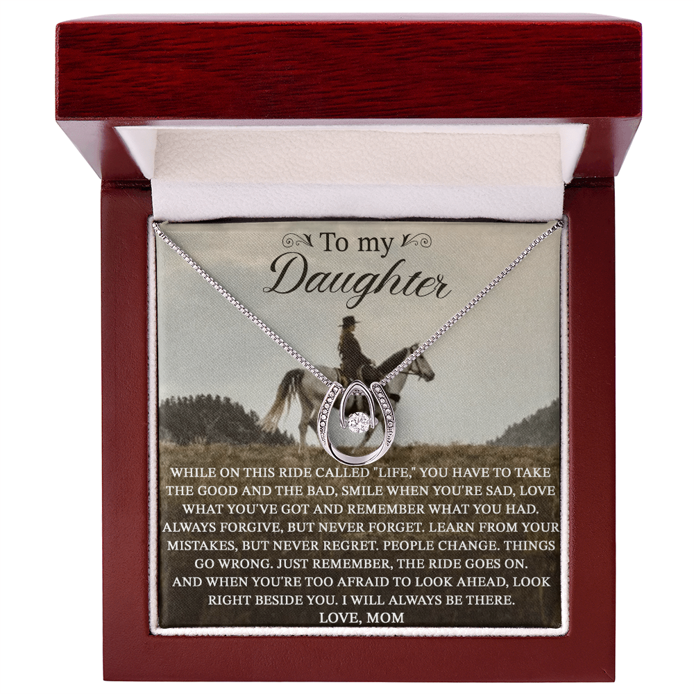 To My Daughter From Dad, Horseshoe Necklace, Horse Rider Gift For Daughter B0BWK4D2YP