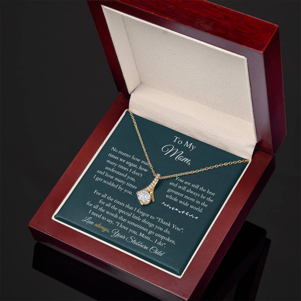 Necklace from Son Daughter for Mother, Alluring Necklace with 14K White Gold over Stainless Steel B0B4N65V48
