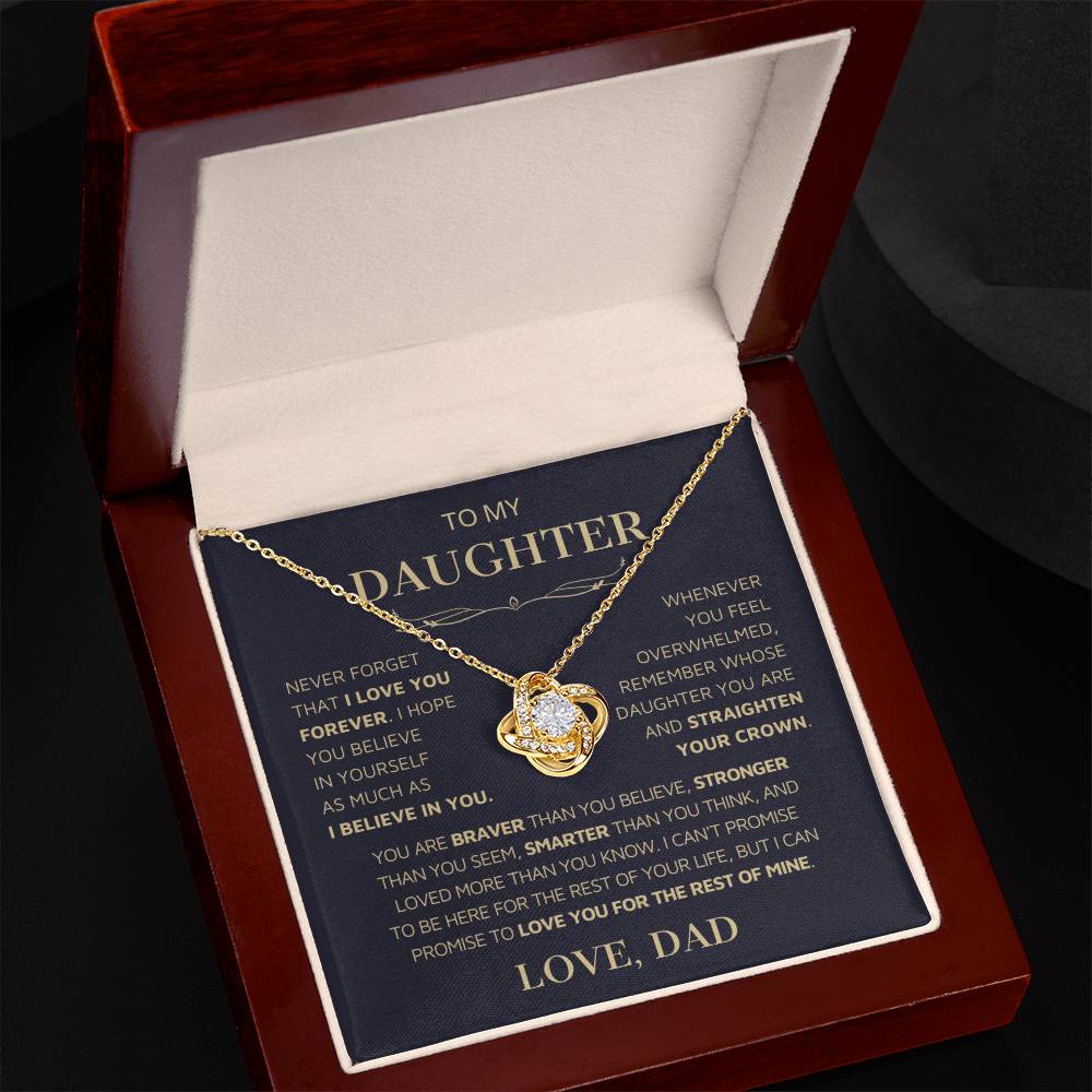 To My Daughter Love Knot Necklace, Nerver Forget That I Love You Forever Necklace - Artic Angel