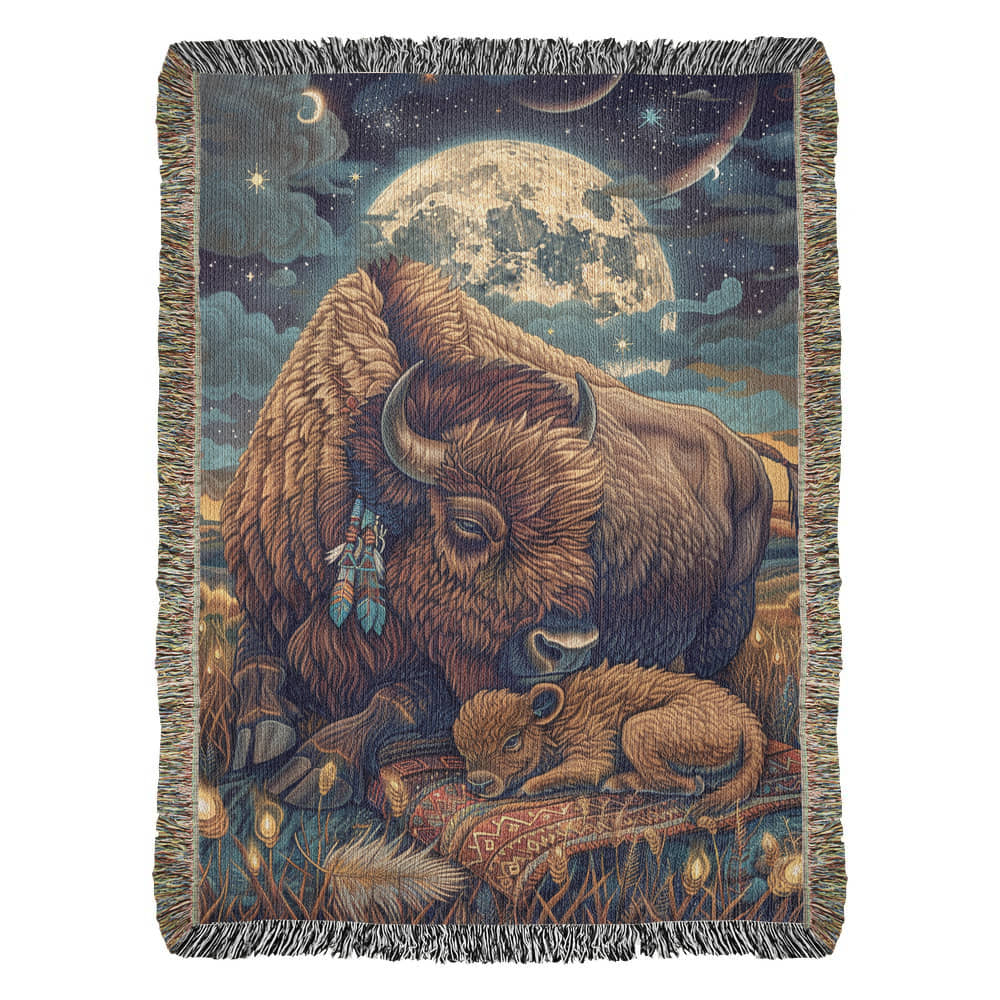 Moonlit Buffalo Woven Blanket-SO