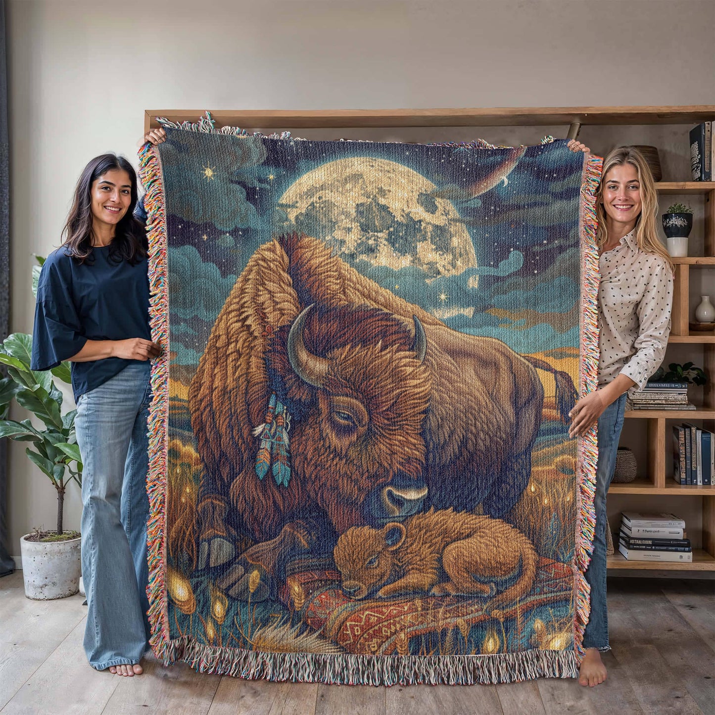 Moonlit Buffalo Woven Blanket-SO