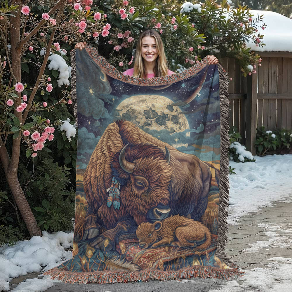 Moonlit Buffalo Woven Blanket-SO
