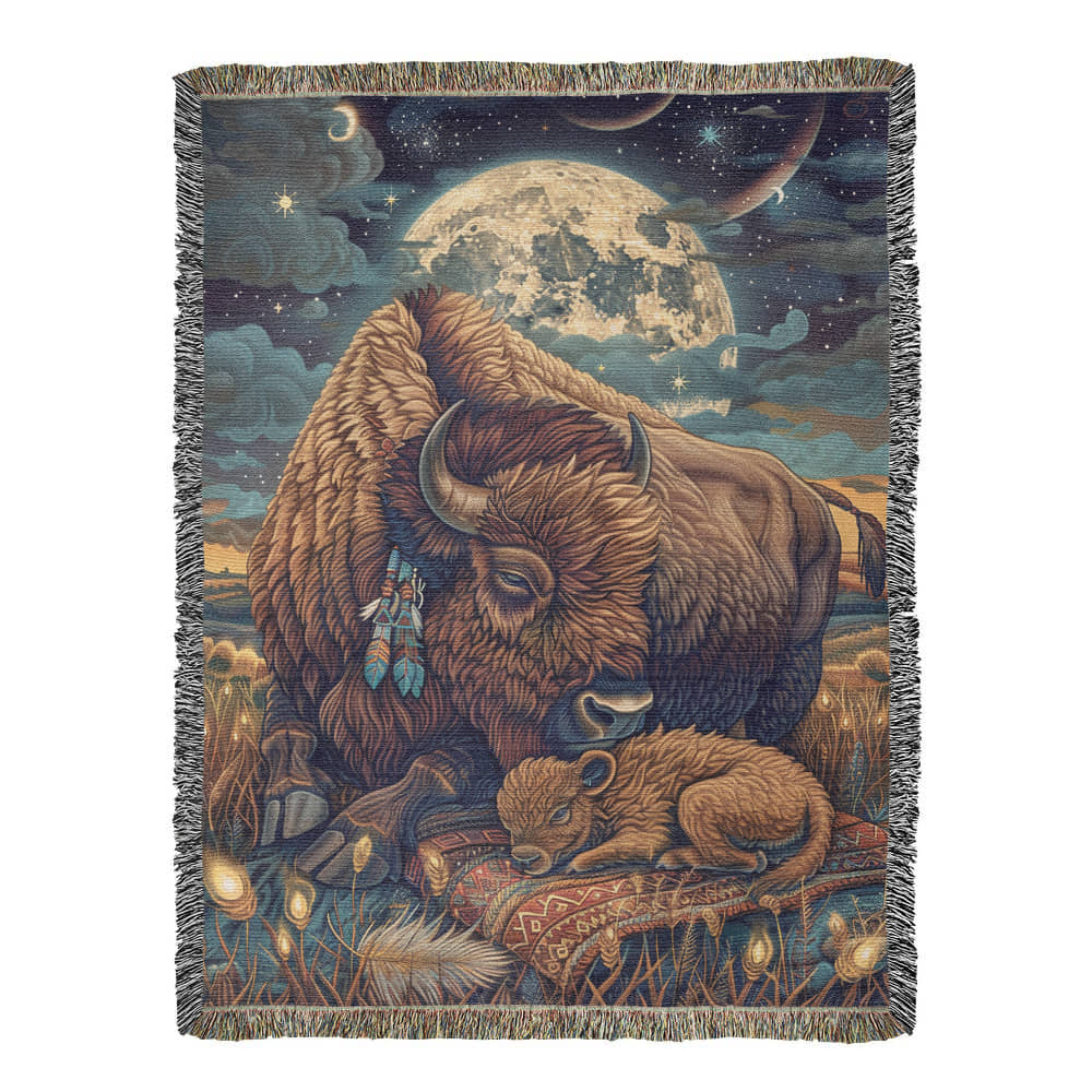 Moonlit Buffalo Woven Blanket-SO