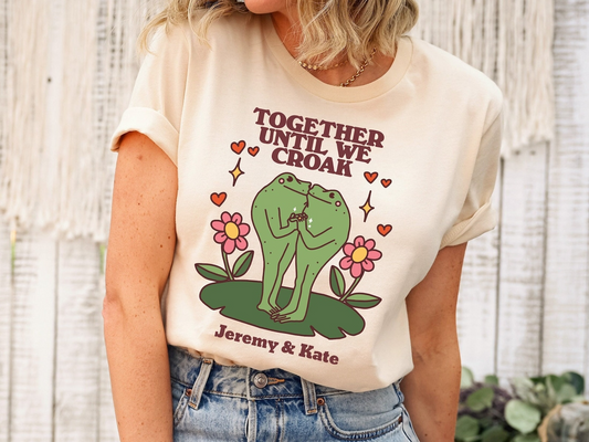 Custom Frog Tshirt, Personalised Name Cottagecore Froggy Tee, Oversized Anniversary Valentines day UNISEX T-shirt, Toad Frog Lover Gift
