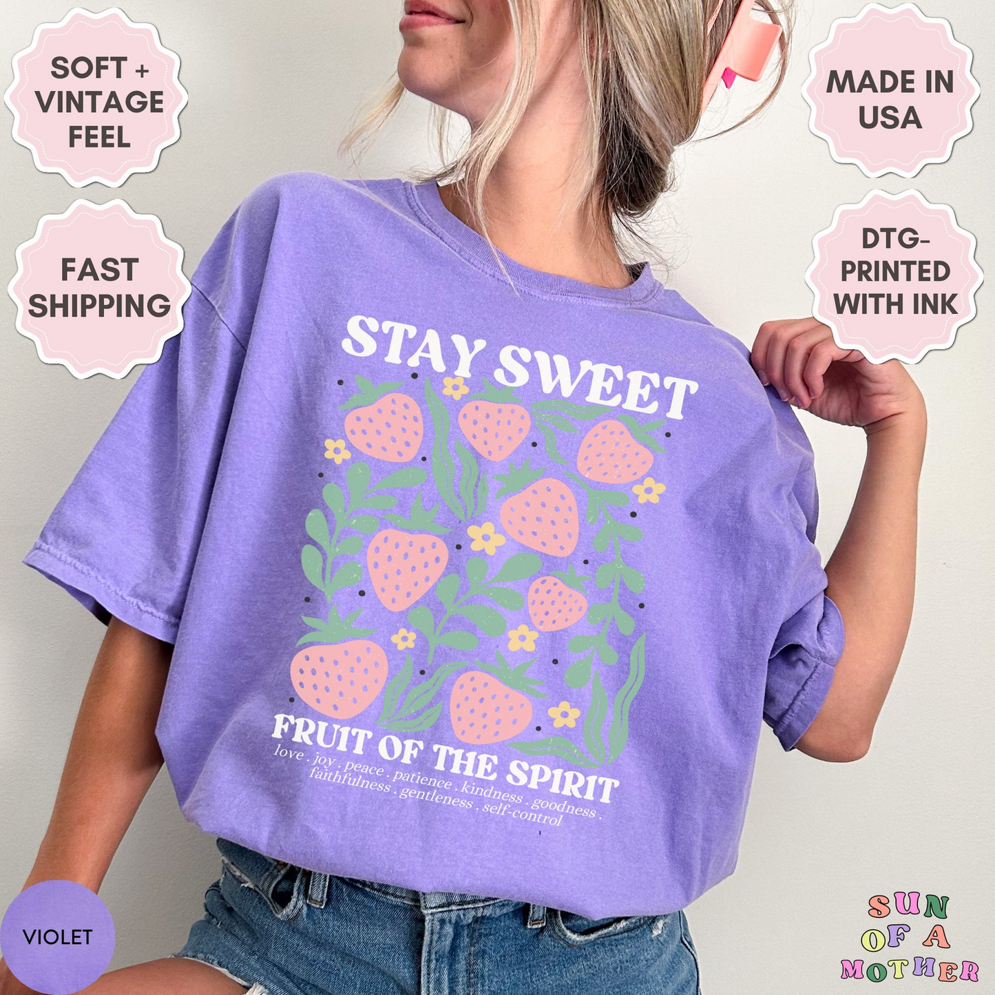Boho Christian Strawberry Shirt Fruits of the Spirit Bible Verse Shirt Retro Jesus Apparel Cottagecore Top Floral Graphic Tee