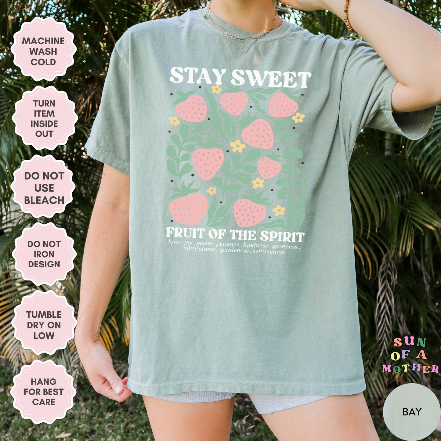 Boho Christian Strawberry Shirt Fruits of the Spirit Bible Verse Shirt Retro Jesus Apparel Cottagecore Top Floral Graphic Tee