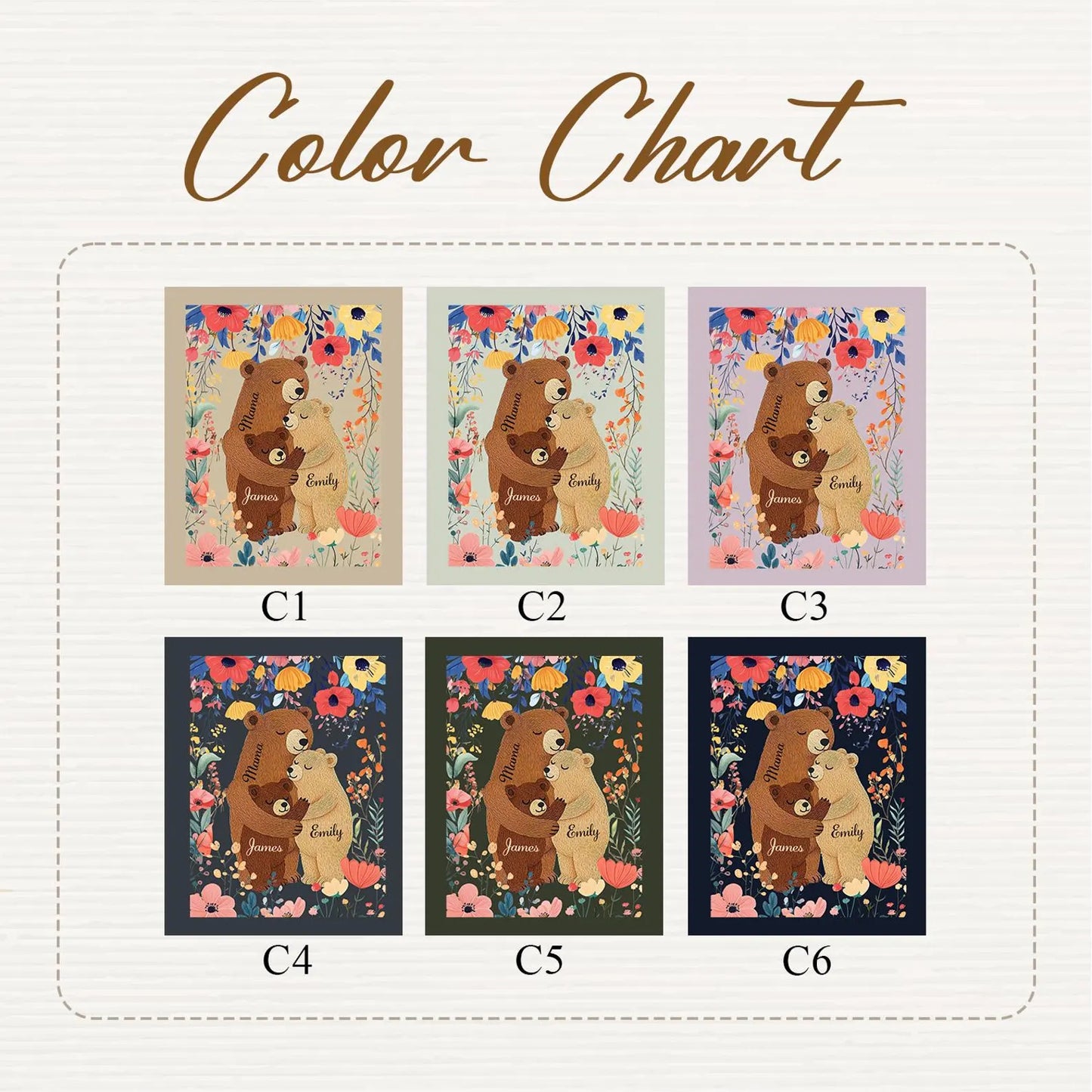 Personalized Mama Bear Flower Blanket