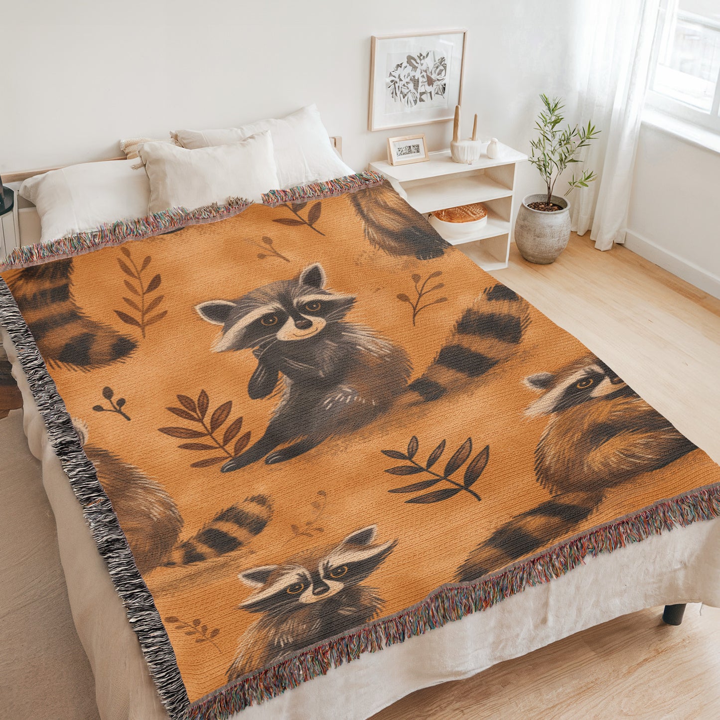 Raccoon Retreat Cozy Woven Blanket
