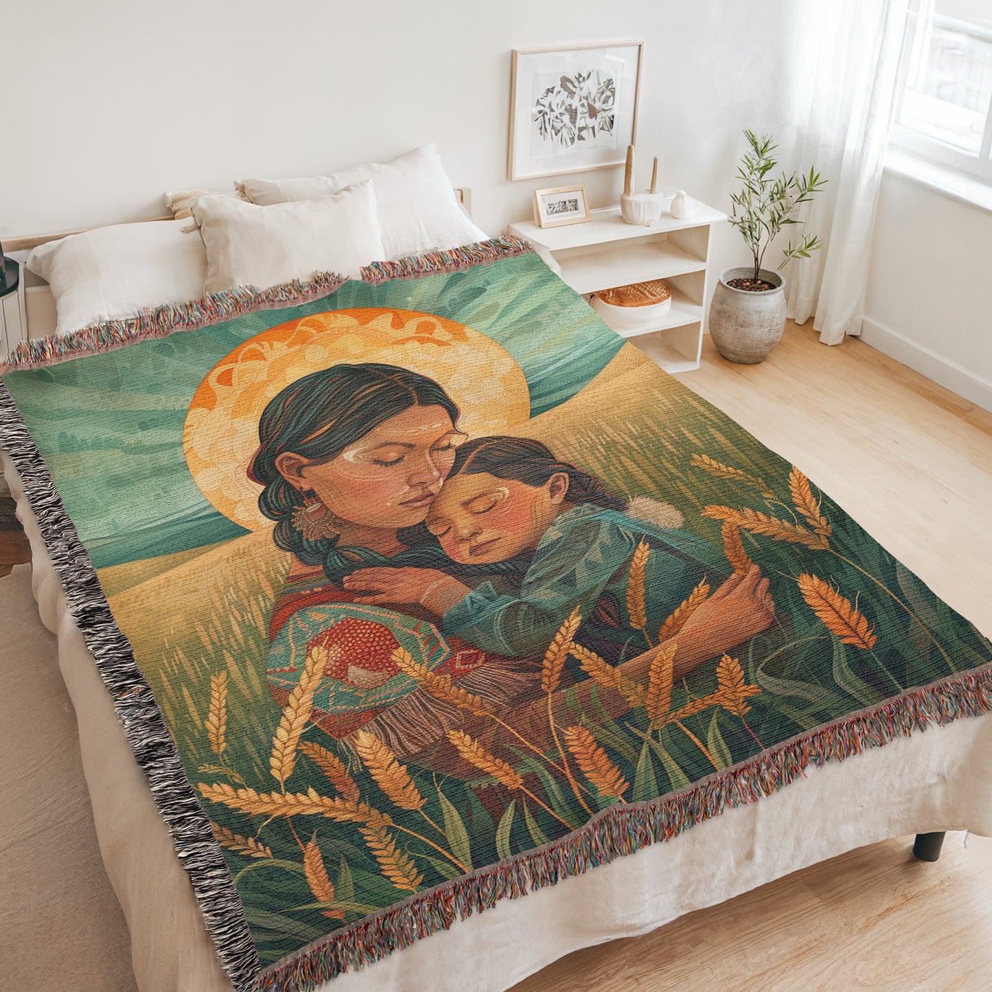 Native Mother’s Embrace Woven Blanket