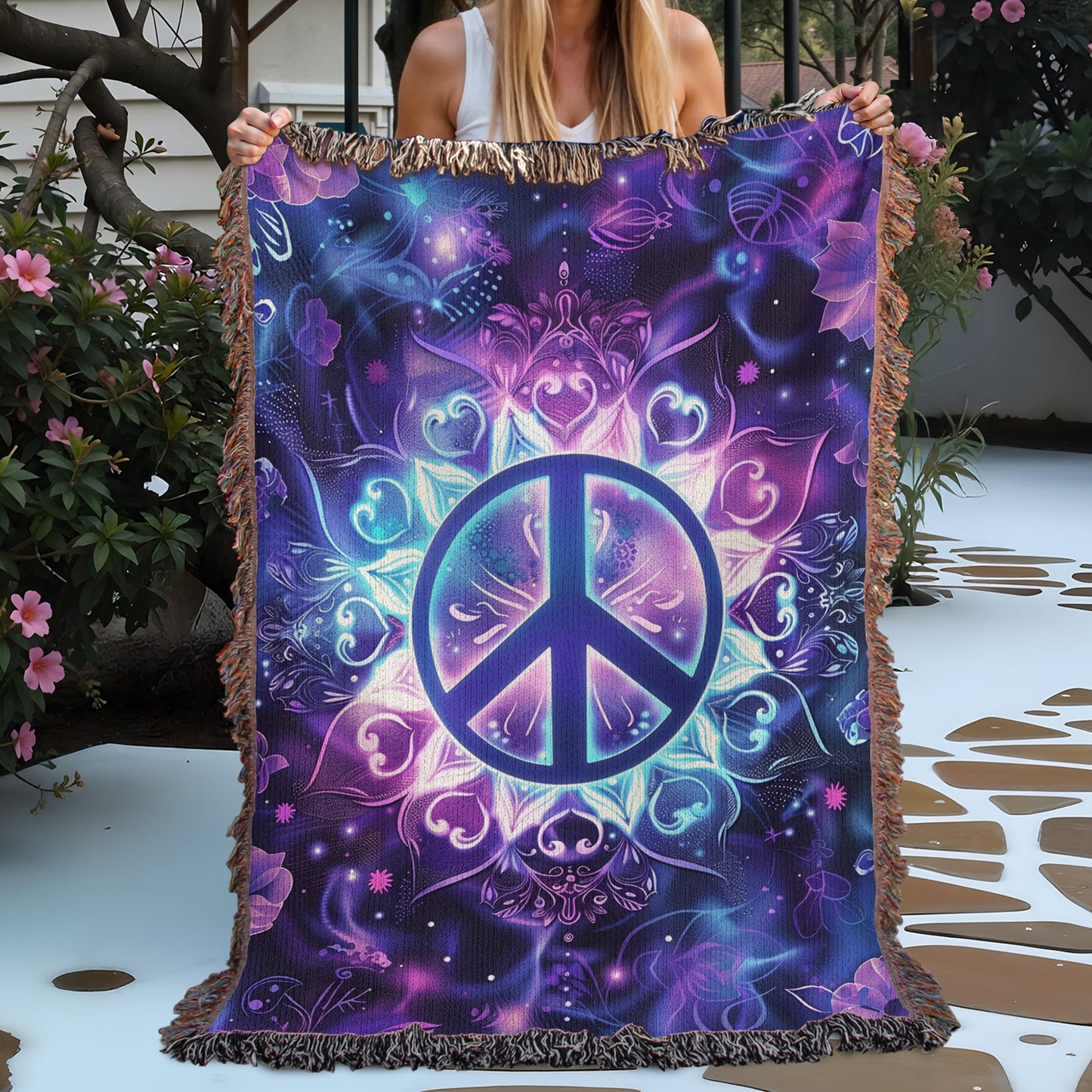 Miracle Peace Symbol Woven Blanket