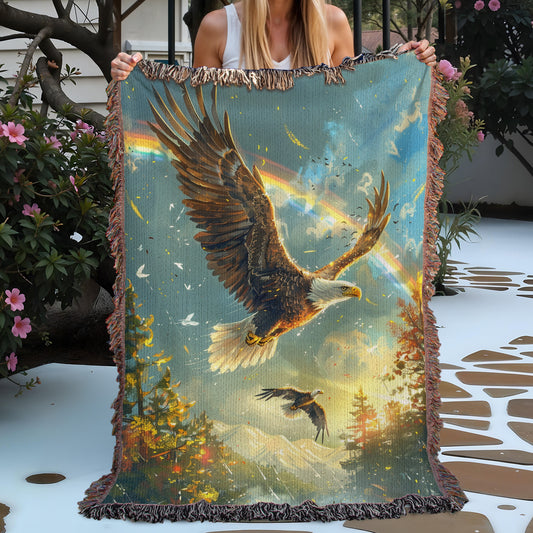 Rainbow Eagles Woven Blanket