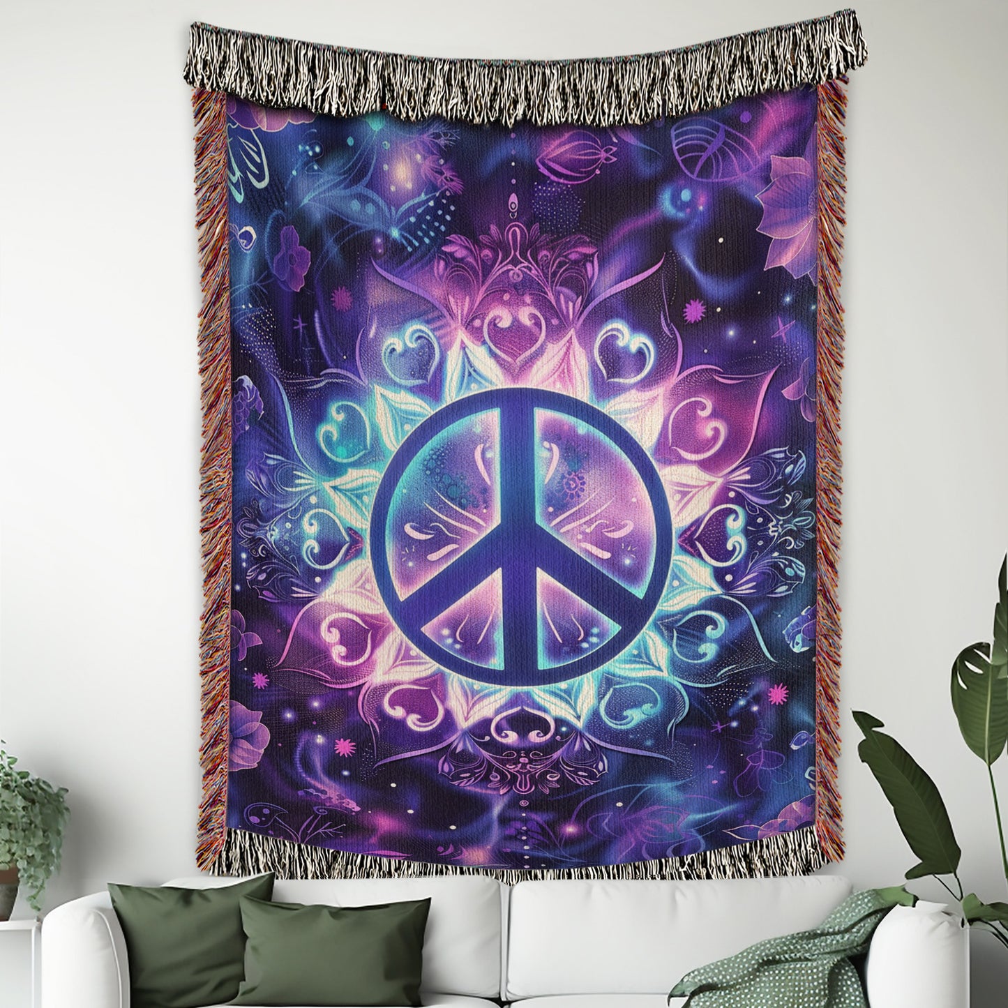 Miracle Peace Symbol Woven Blanket