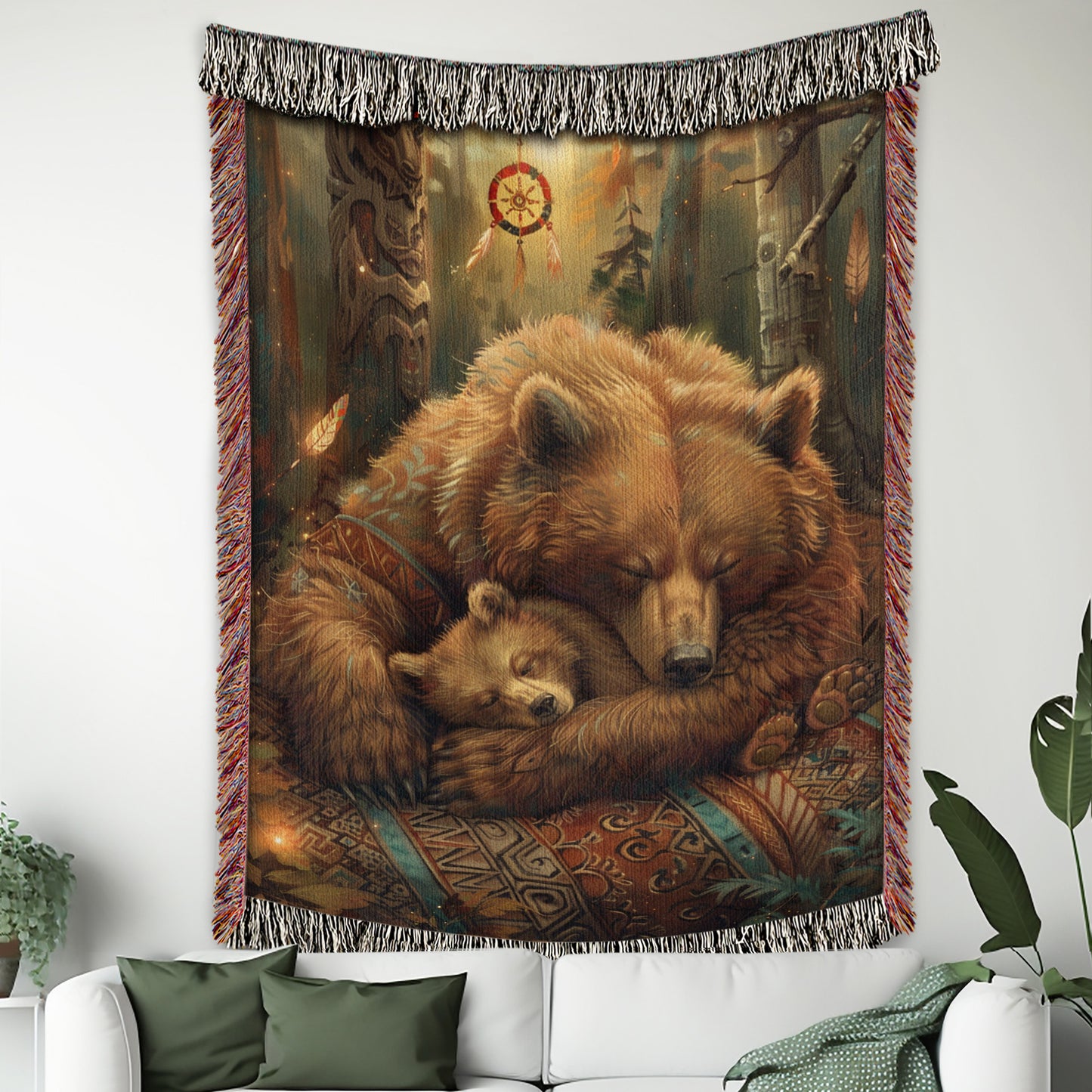 Bear’s Dreamy Sleep Woven Blanket