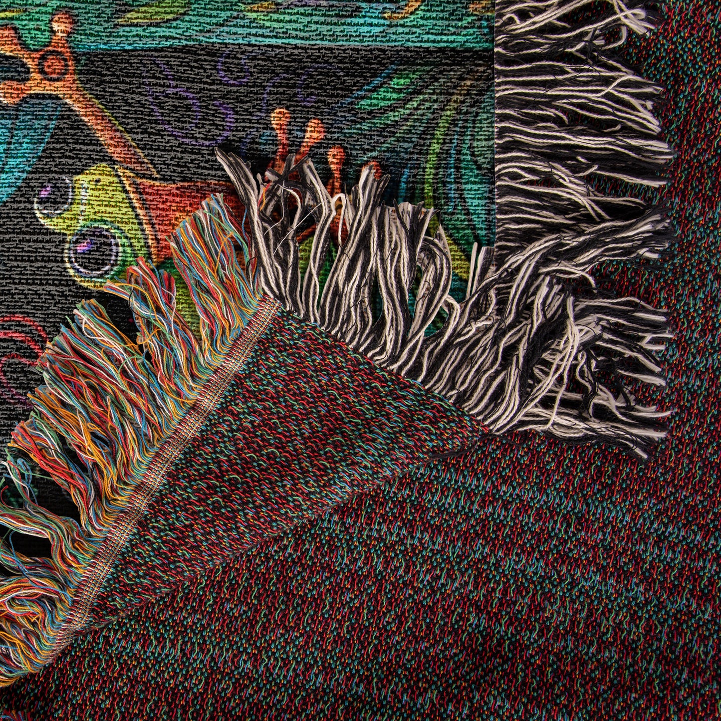 Frog Daisy Peace Woven Blanket