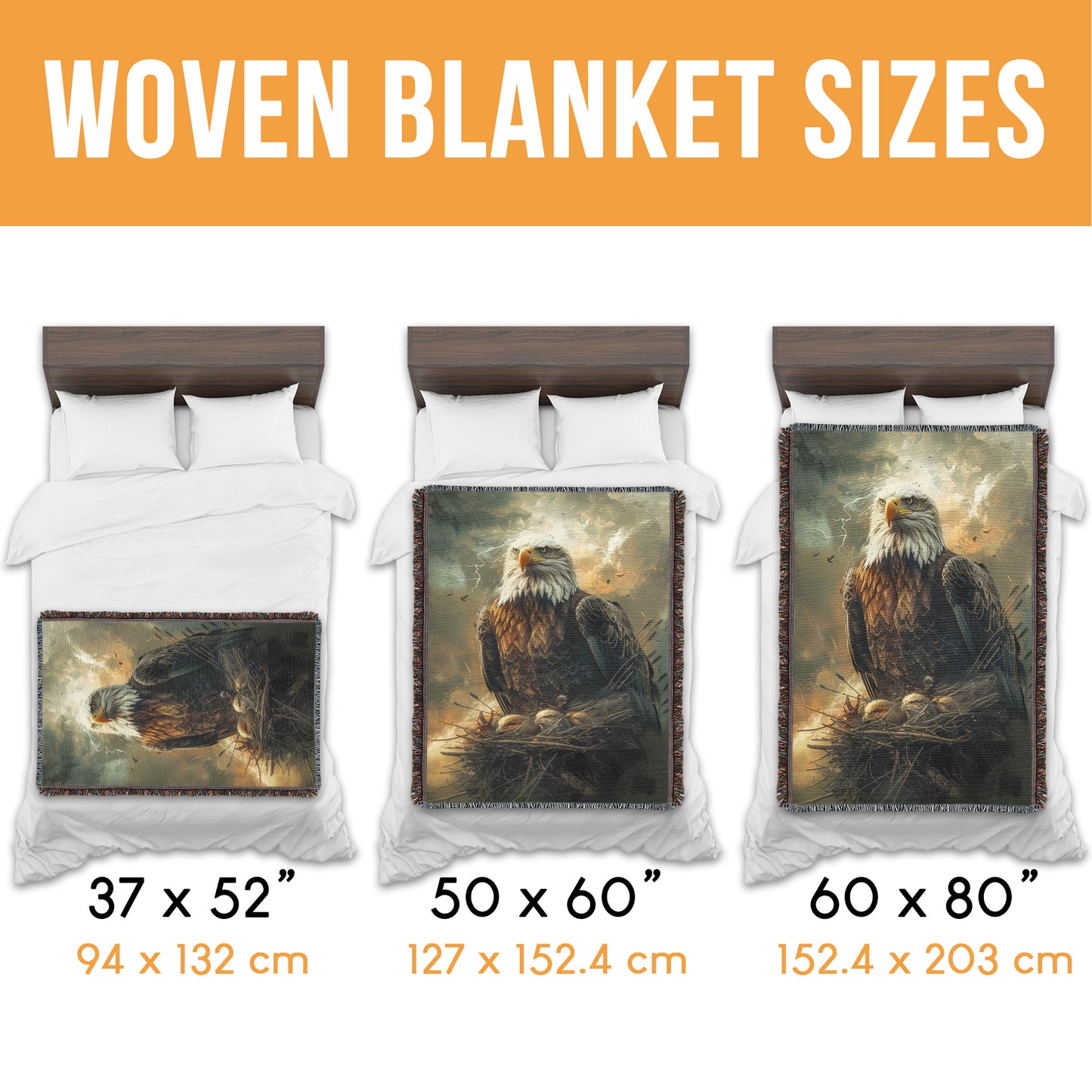 Eagle Protect Eaglets Woven Blanket