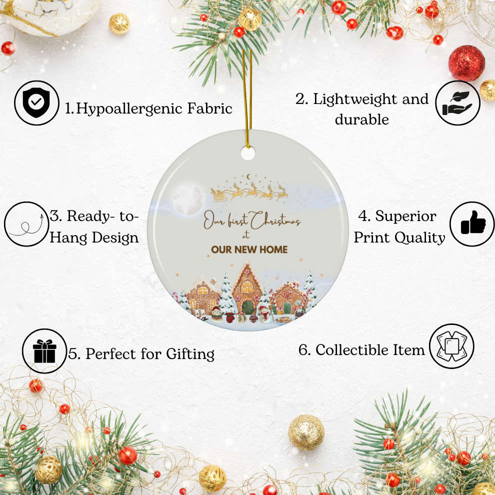 2024 Personalized New Home Christmas Circle Ceramic Ornament