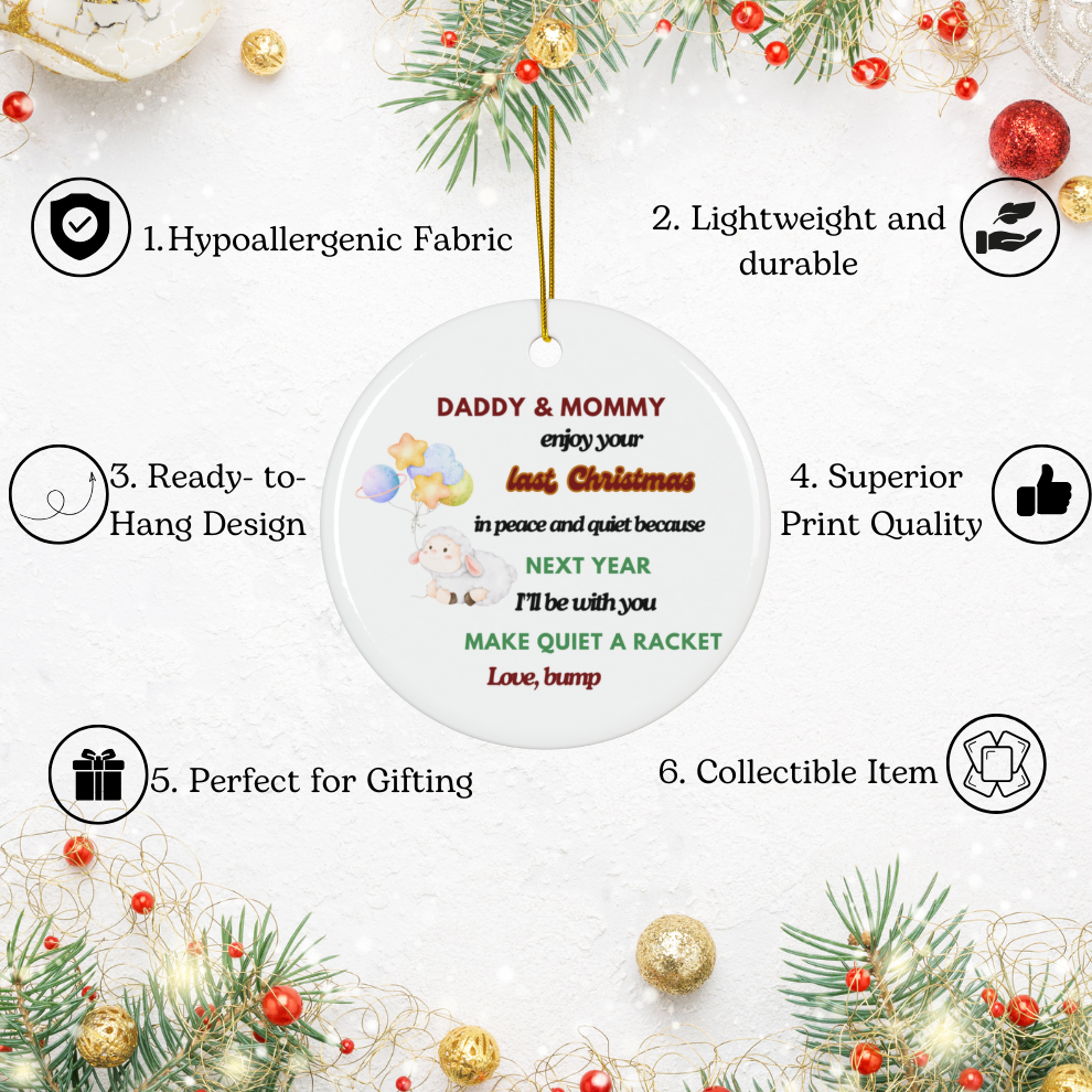 2024 Personalized Pregnant Christmas Circle Ceramic Ornament
