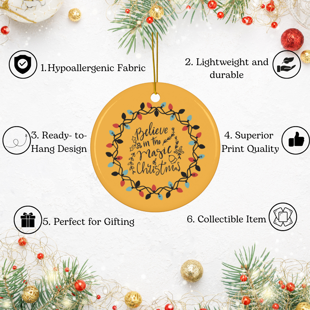 2024 Personalized Merry Christmas Circle Ceramic Ornament