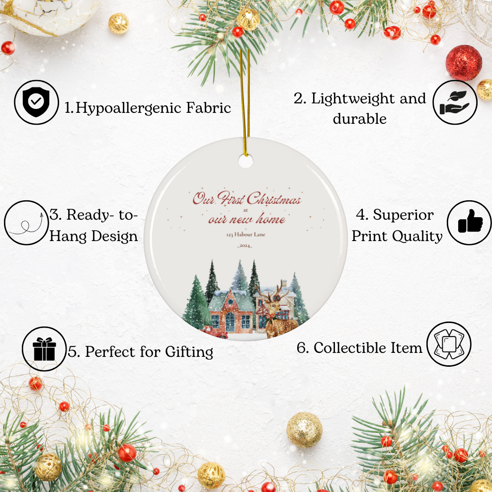 2024 Personalized New Home Christmas Circle Ceramic Ornament