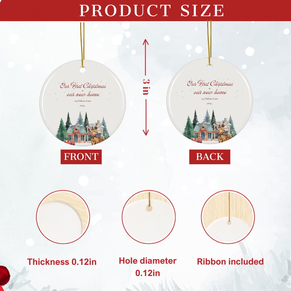 2024 Personalized New Home Christmas Circle Ceramic Ornament
