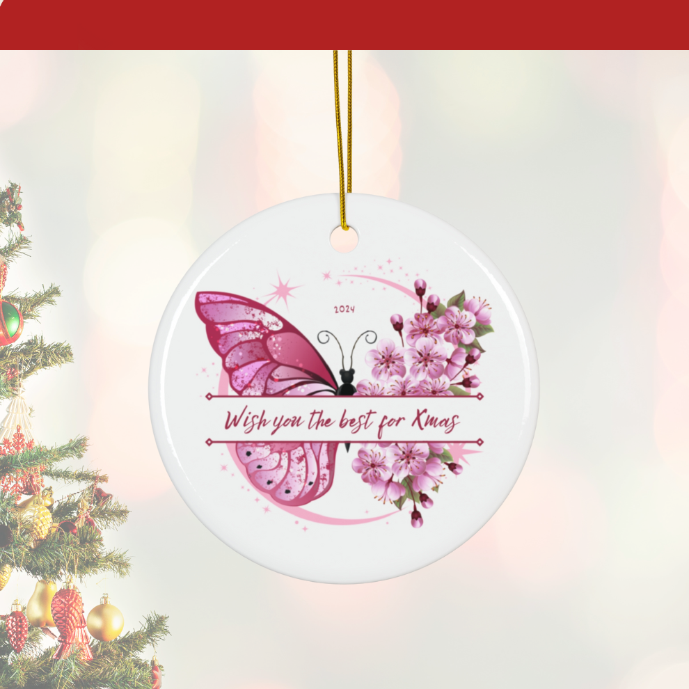 2024 Personalized Merry Christmas Circle Ceramic Ornament