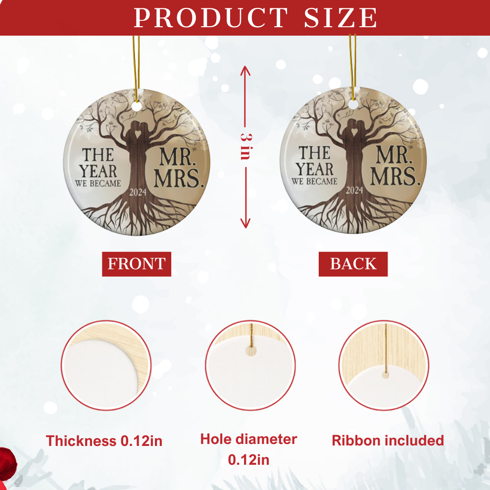 2024 Personalized First Christmas Married Circle Ceramic Ornament