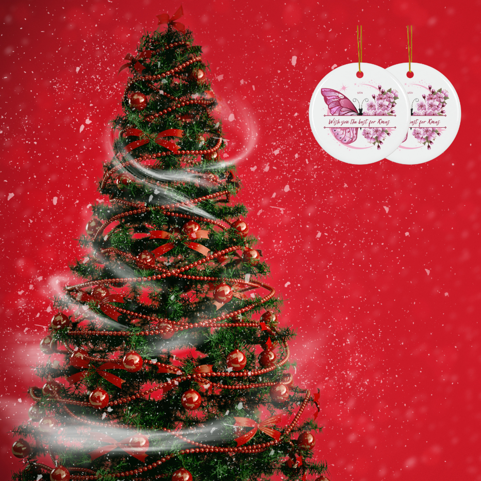 2024 Personalized Merry Christmas Circle Ceramic Ornament