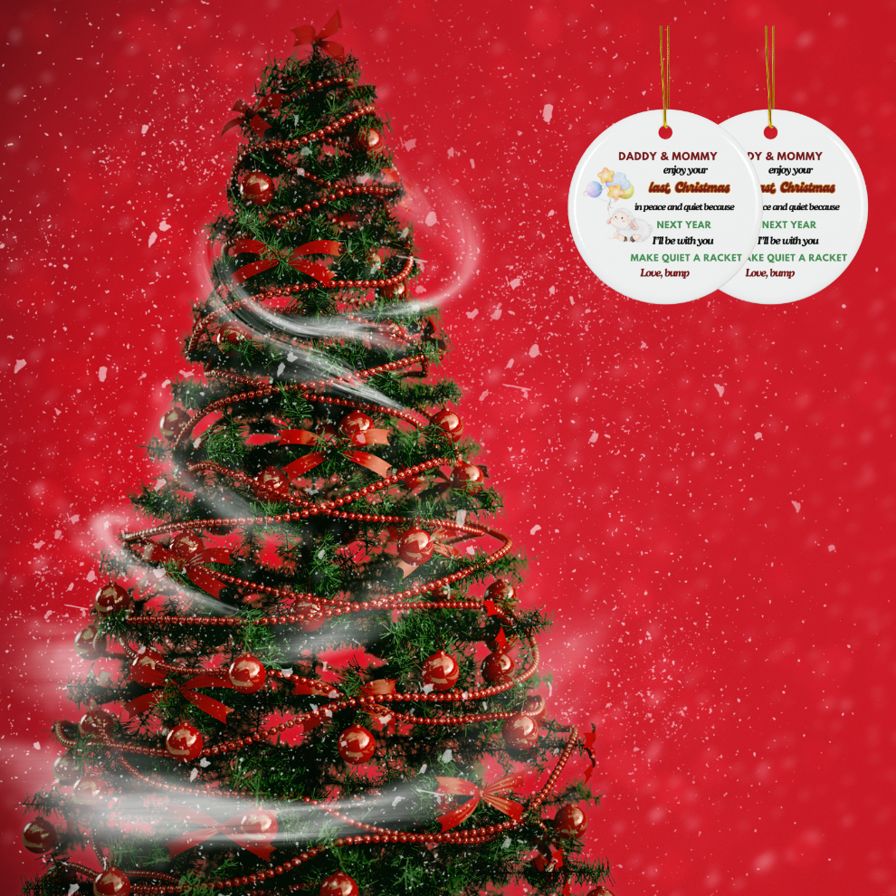 2024 Personalized Pregnant Christmas Circle Ceramic Ornament