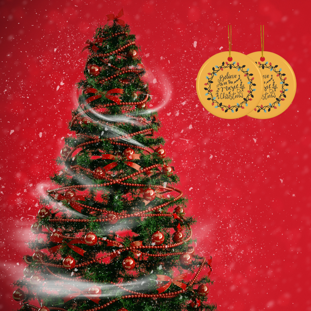 2024 Personalized Merry Christmas Circle Ceramic Ornament