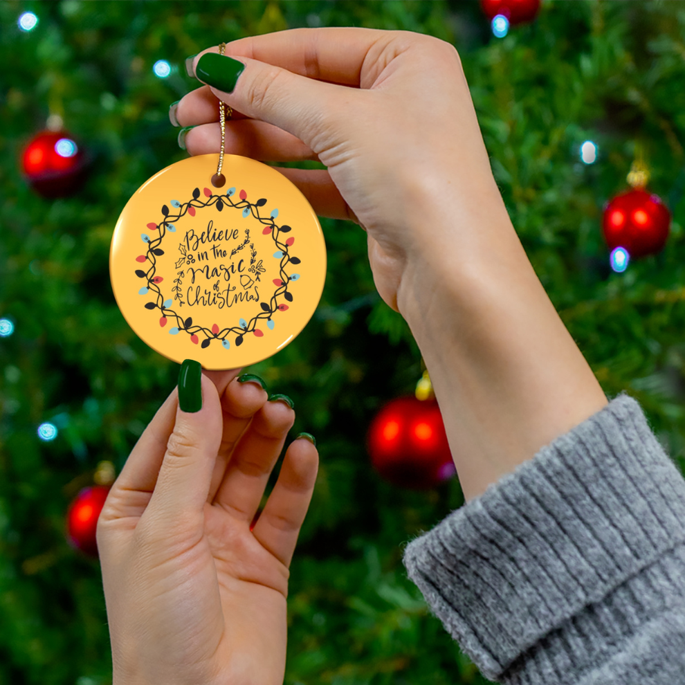 2024 Personalized Merry Christmas Circle Ceramic Ornament