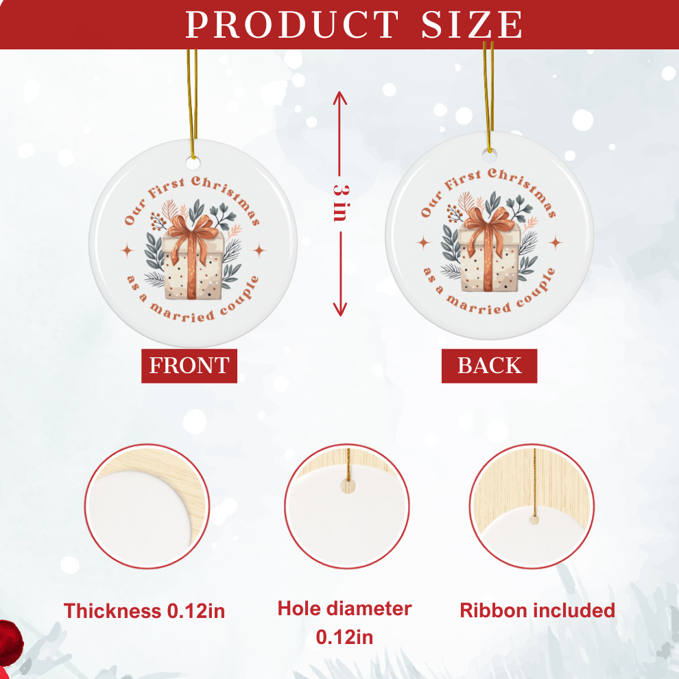 2024 Personalized First Christmas Married Circle Ceramic Ornament
