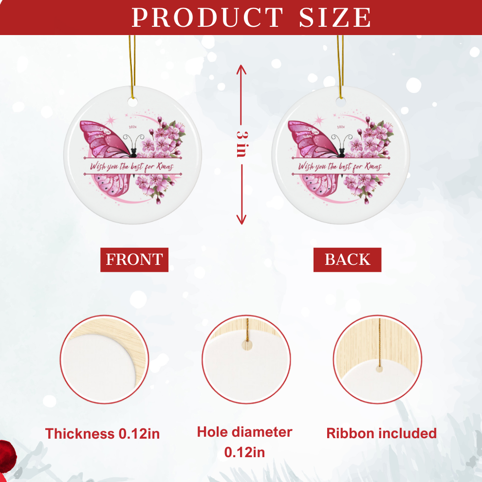 2024 Personalized Merry Christmas Circle Ceramic Ornament