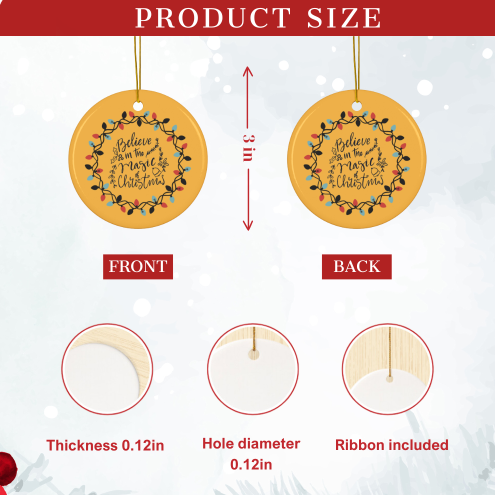 2024 Personalized Merry Christmas Circle Ceramic Ornament