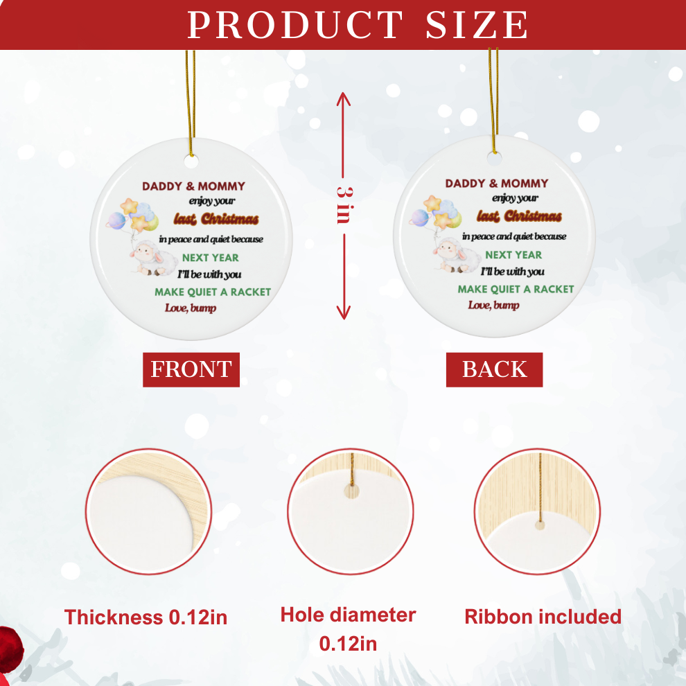 2024 Personalized Pregnant Christmas Circle Ceramic Ornament