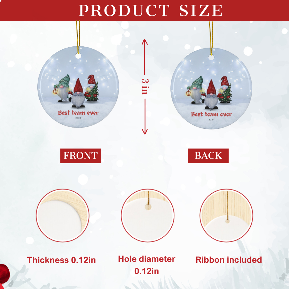 2024 Personalized Best Team Ever Christmas Circle Ceramic Ornament
