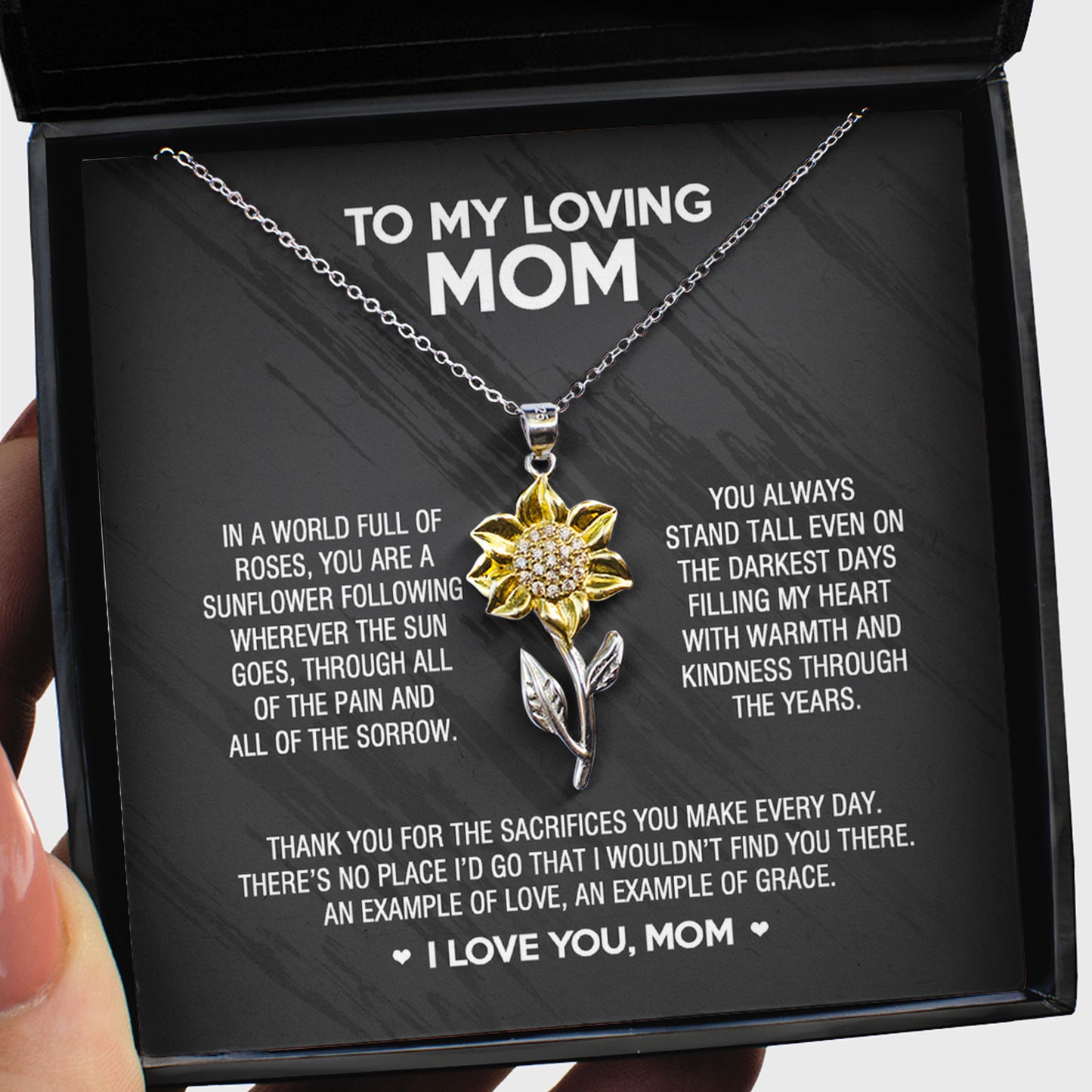 Sunflower Pendant Necklace Gift for Mom- There’s no place I’d go that I wouldn’t find you there - JWshinee