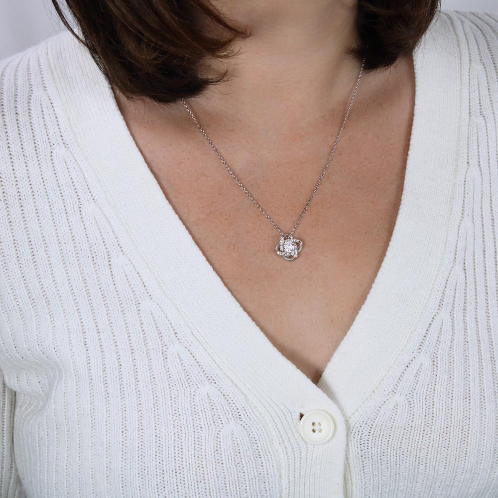 Gift for Wife from Husband Necklace 14K White Gold Love Knot Happy Anniversary Birthday Christmas Gift - JWshinee