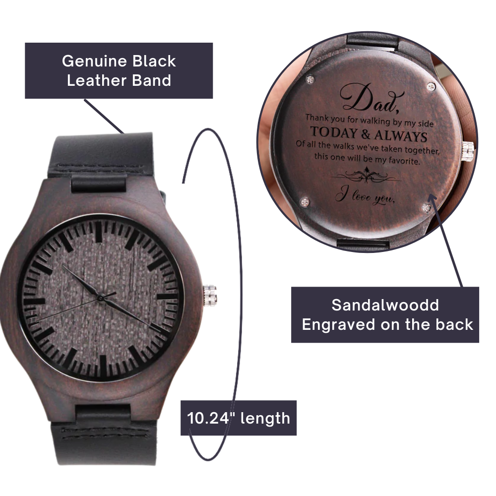 Wood Watch Gift for Dad- Thank you for walking by my side - JWshinee