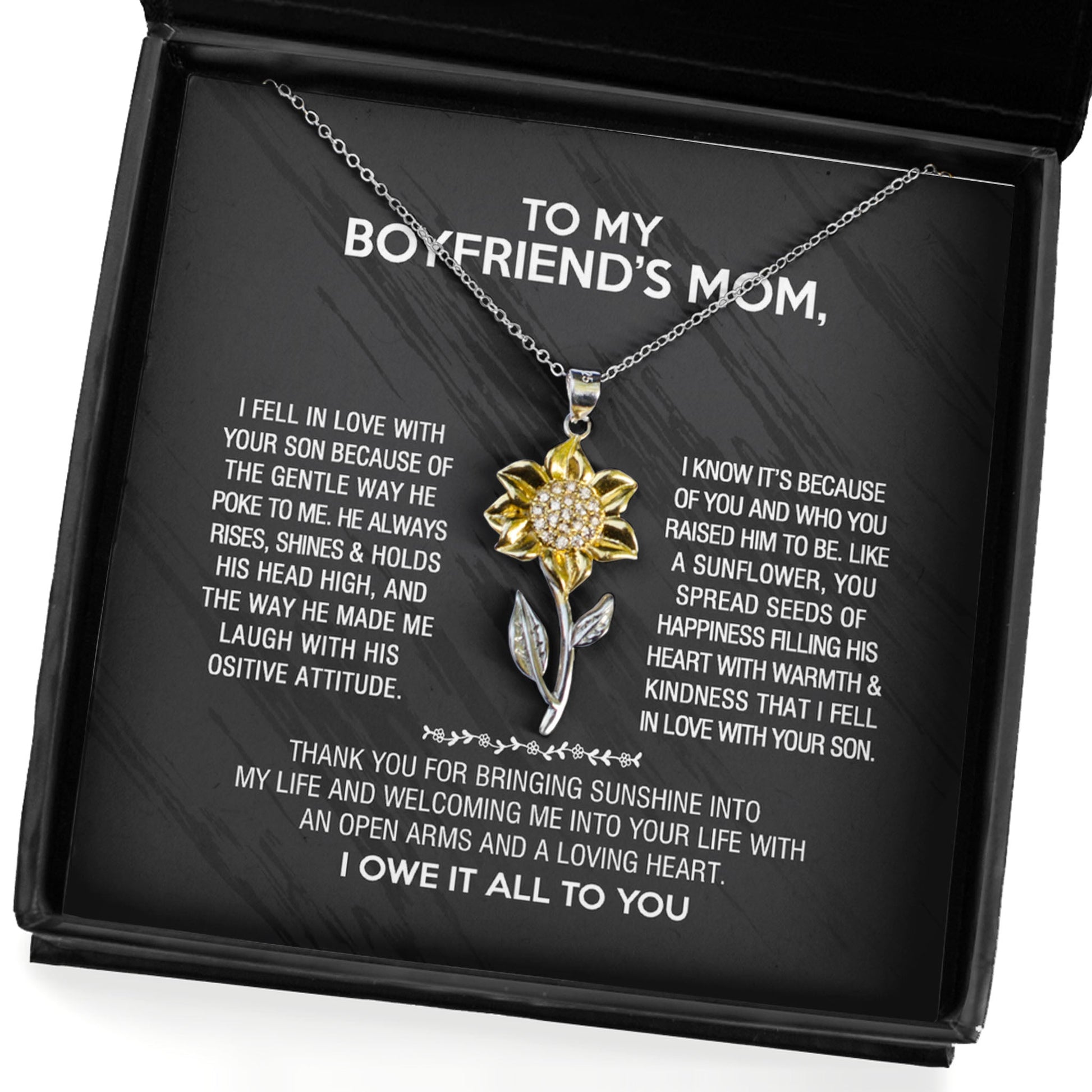 Sunflower Pendant Necklace for Boyfriend's Mom - I owe it all to you - JWshinee
